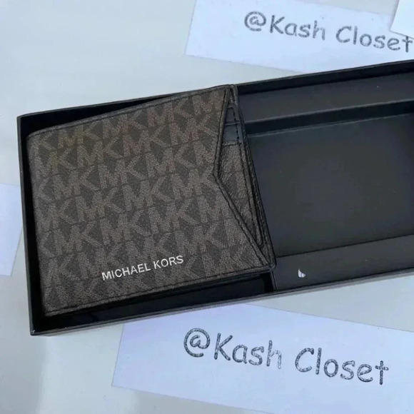 Michael Kors Mens Wallet Card case Box Set- Brown - Picture 5 of 7